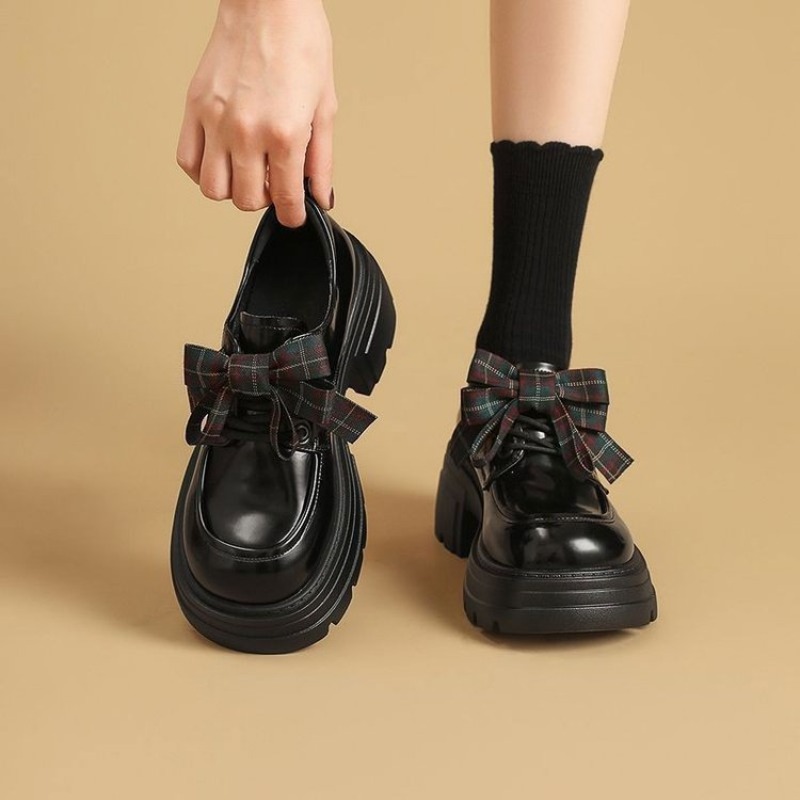 Oxford Lace Up Women - Damskie, eleganckie buty oxford na platformie,