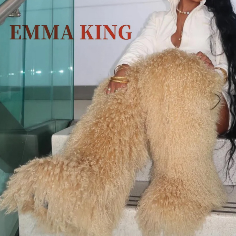 Knee High Boots Women - Damskie futrzane długie ciepłe kozaki zimowe