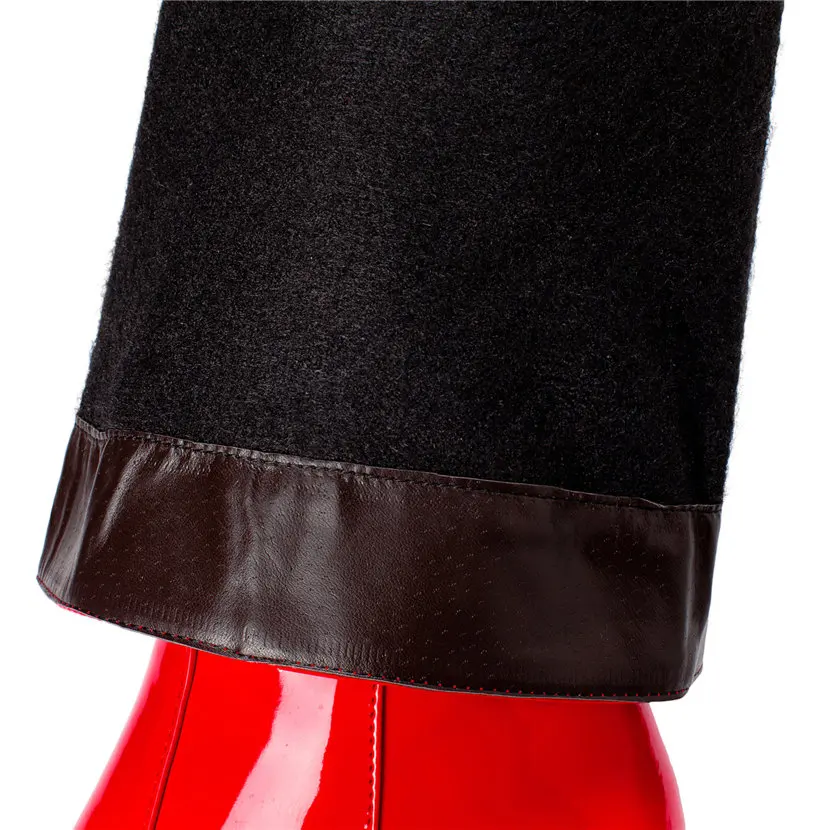 Red White Patent Leather Women – Knee High Boots Women recenzja i cena